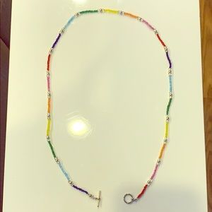 Rainbow and silver necklace.